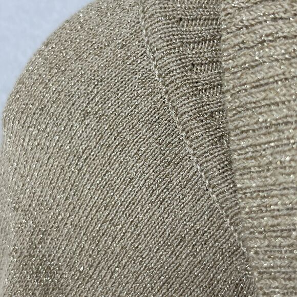 CARMEN Sweater L MARC VALCO Cowl Neck Metallic Pullover Rayon Blend Beige Gold - Picture 9 of 14